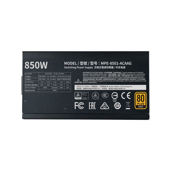 Cooler Master MWE Gold 850 - V2 Full Modular unidad de fuente de alimentación 850 W 24-pines ATX ATX Negro - Imagen 3