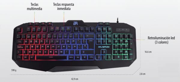 Balam Rush BR-929639 teclado Juego USB Negro - Imagen 2