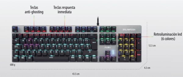 Balam Rush BR-929653 teclado Hogar USB Negro, Gris - Imagen 2