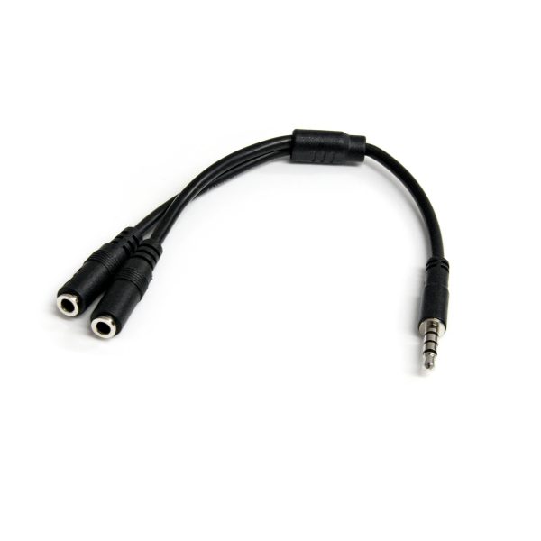 StarTech.com Adaptador de Diadema Mini-Jack 3.5mm 4 pines a Conectores Separados de Audífonos y de Micrófono - M a 2xH - Imagen 2