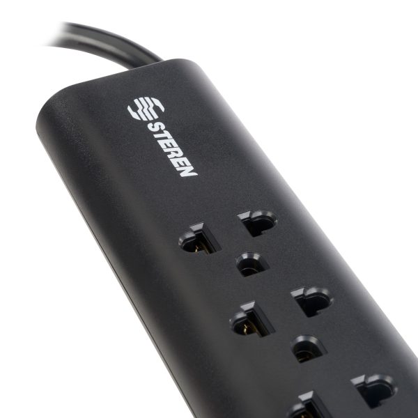 Steren 905-210 extensión de corriente 1.7 m 6 salidas AC Interior Negro - Imagen 3