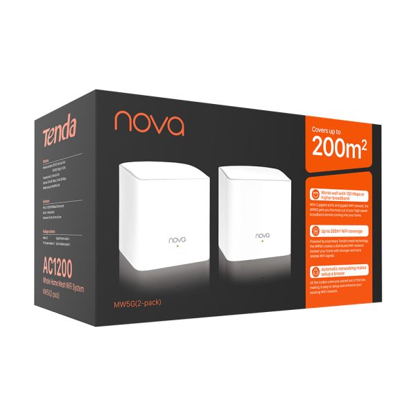 Tenda NOVA MW5G(2-PACK) sistema wi-fi de malla Doble banda (2,4 GHz / 5 GHz) Wi-Fi 5 (802.11ac) Blanco Interno - Imagen 4