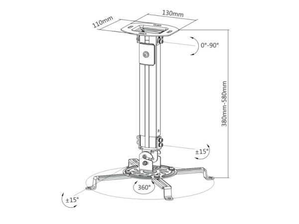 Ovaltech OVPR-580MM montaje para proyector Techo Negro - Imagen 2