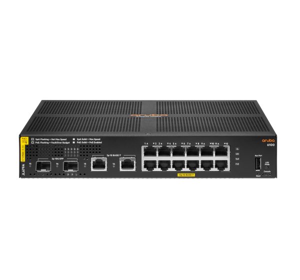 HPE Aruba Networking Aruba 6100 12G Class4 PoE 2G/2SFP+ 139W Gestionado L3 Gigabit Ethernet (10/100/1000) Energía sobre Ethernet (PoE) 1U Negro - Imagen 4