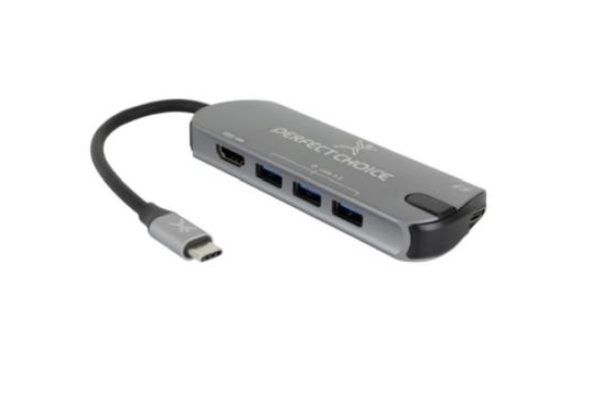 Perfect Choice PC-101246 nodo concentrador USB 3.2 Gen 1 (3.1 Gen 1) Type-C Gris - Imagen 2
