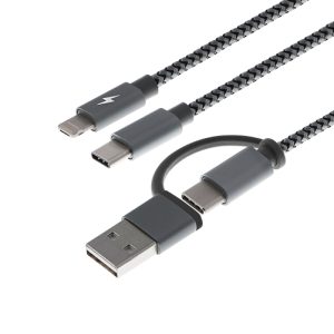 Xtech XTC-560 cable USB 1.2 m USB A/USB C USB C/Micro USB A/Lightning Gris