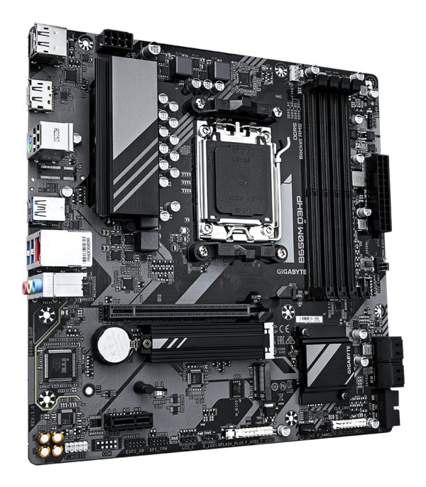 GIGABYTE B650M D3HP Placa base - AMD Ryzen serie 9000, VRM de 5+2+2 fases, hasta 7600 MHz DDR5 (OC), 2xPCIe 4.0 M.2, LAN 2,5 GbE, USB 3.2 Gen 1 - Imagen 2