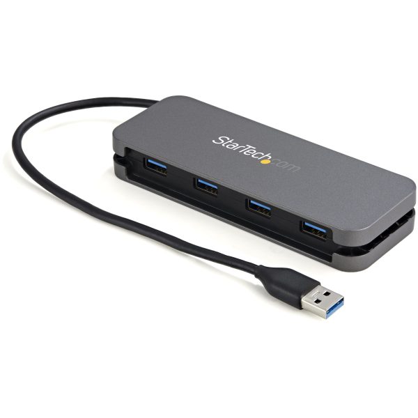 StarTech.com Hub USB 3.0 de 4 Puertos - USB-A a 4x USB-A - Hub Portátil USB 3.2 Gen 1 Tipo A SuperSpeed 5Gbps - Alimentado por Bus USB - Hub para Laptop/Computadora con Cable de 28cm y Gestor de Cable