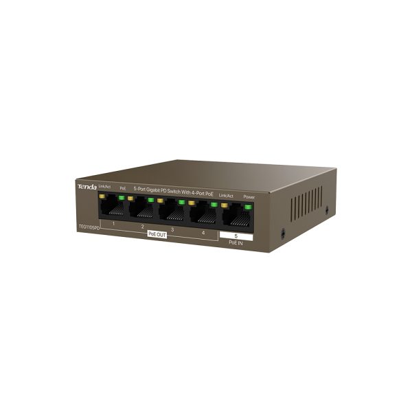 Tenda TEG1105PD dispositivo de redes Gigabit Ethernet (10/100/1000) Energía sobre Ethernet (PoE) Café - Imagen 3