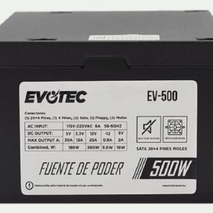 Evotec EV-500 unidad de fuente de alimentación 500 W 20+4 pin ATX Negro