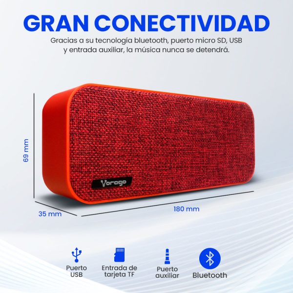 Vorago BSP-150 Altavoz portátil estéreo Rojo 6 W - Imagen 2