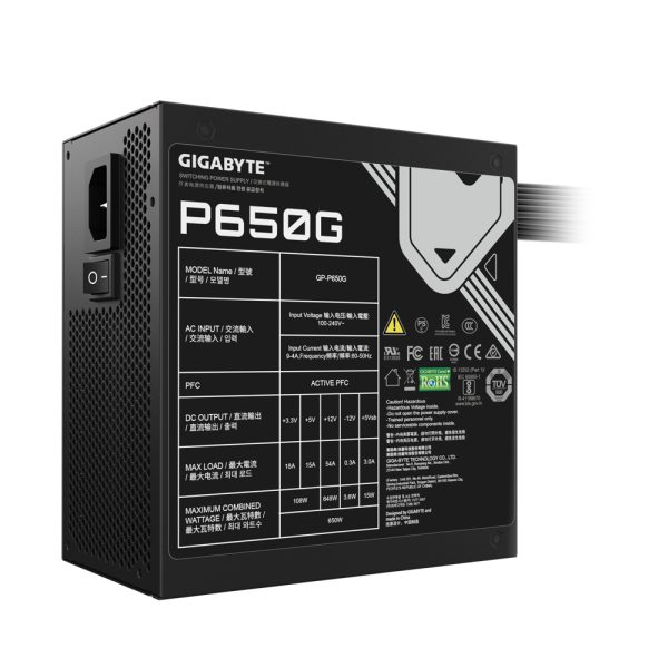 GIGABYTE GP-P650G unidad de fuente de alimentación 650 W 20+4 pin ATX ATX Negro - Imagen 4