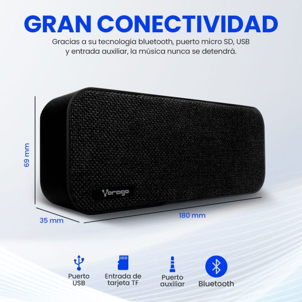 Vorago BSP-150 Altavoz portátil estéreo Negro 6 W - Imagen 4