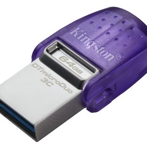 Kingston Technology DataTraveler microDuo 3C unidad flash USB 64 GB USB Type-A / USB Type-C 3.2 Gen 1 (3.1 Gen 1) Púrpura, Acero inoxidable