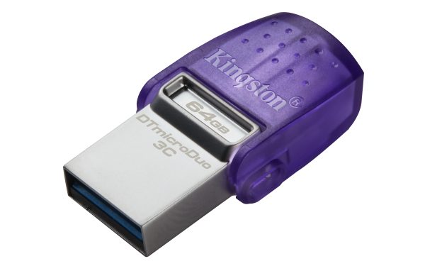 Kingston Technology DataTraveler microDuo 3C unidad flash USB 64 GB USB Type-A / USB Type-C 3.2 Gen 1 (3.1 Gen 1) Púrpura, Acero inoxidable