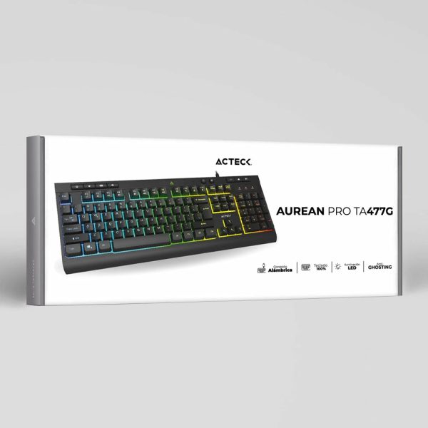 Acteck Aurean Pro TA477G teclado Universal USB Negro - Imagen 4