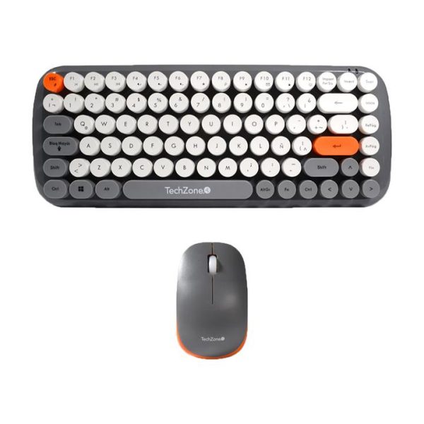 TechZone TZ20COMB01-INA teclado Ratón incluido Universal RF inalámbrico QWERTY Gris, Naranja, Blanco