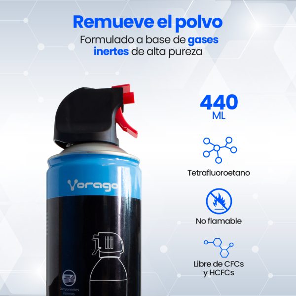 Vorago CLN-100 limpiador de aire comprimido 440 ml - Imagen 2