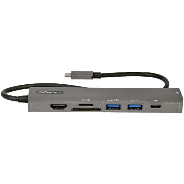 StarTech.com Adaptador Multipuertos USB C - Docking Station USB Tipo C a HDMI 2.0 4K 60Hz - Entrega de Alimentación 100W Pass-through - SD - MicroSD - Hub USB 3.0 de 2 Puertos - GbE - Imagen 2