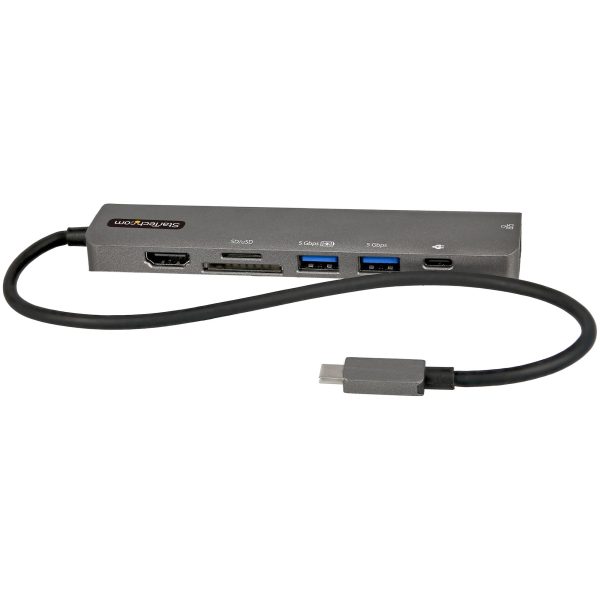 StarTech.com Adaptador Multipuertos USB C - Docking Station USB Tipo C a HDMI 2.0 4K 60Hz - Entrega de Alimentación 100W Pass-through - SD - MicroSD - Hub USB 3.0 de 2 Puertos - GbE