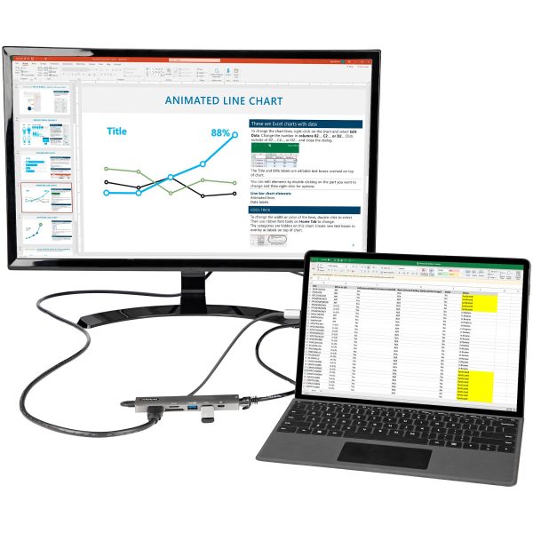 StarTech.com Adaptador Multipuertos USB C - Docking Station USB Tipo C a HDMI 2.0 4K 60Hz - Entrega de Alimentación 100W Pass-through - SD - MicroSD - Hub USB 3.0 de 2 Puertos - GbE - Imagen 4