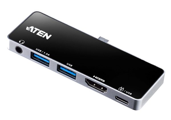 ATEN UH3238 base para laptop o replicador de puertos Acoplamiento USB 3.2 Gen 1 (3.1 Gen 1) Type-C Negro, Plata