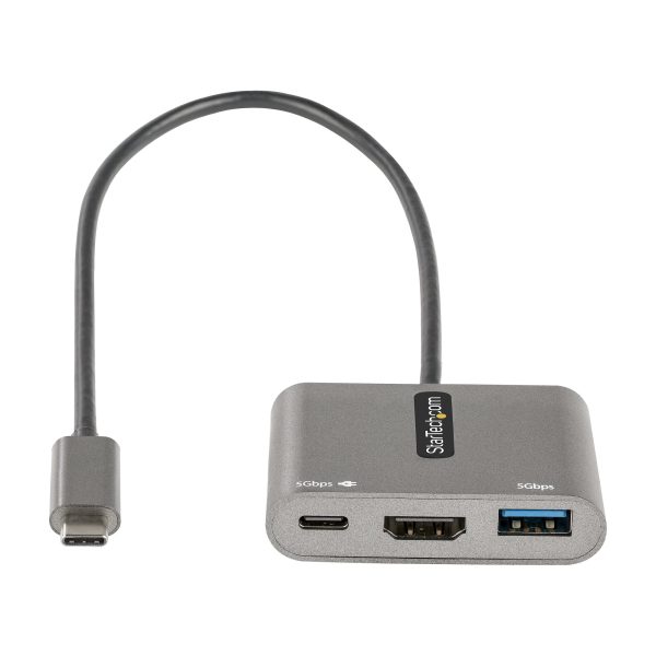 StarTech.com Adaptador Multipuertos USB C, USB Tipo C a HDMI, Video de 4K, PD de 100W, Pass Through, Hub Ladrón USB 3.0 1x USBC 1x USBA, Mini Docking Station USBC para Laptop - Imagen 2