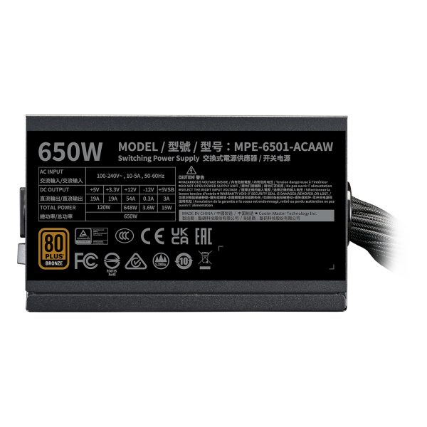 Cooler Master MWE Bronze 650 V3 unidad de fuente de alimentación 650 W 24-pines ATX ATX Negro - Imagen 4