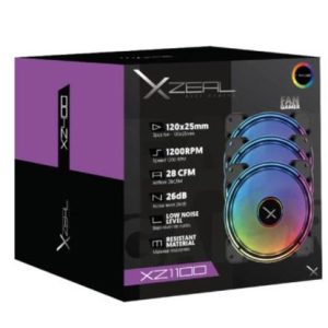 XZEAL XZVE100B sistema de refrigeración de computadora Gabinete de la computadora Ventilador 12 cm Negro 3 pieza(s)