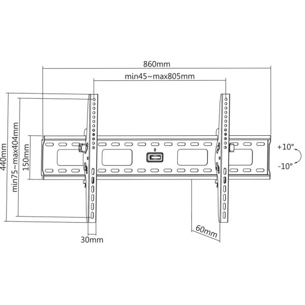 Manhattan Soporte para TV, de pared, con inclinación, pantallas planas de 37" a 85" de máximo 75 kg - Imagen 4