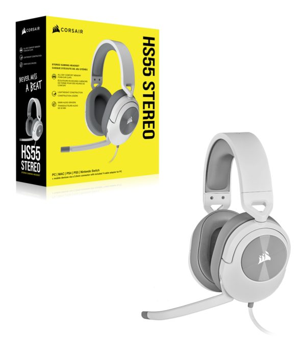 Corsair HS55 Stereo Auriculares Alámbrico Diadema Juego Blanco - Imagen 4