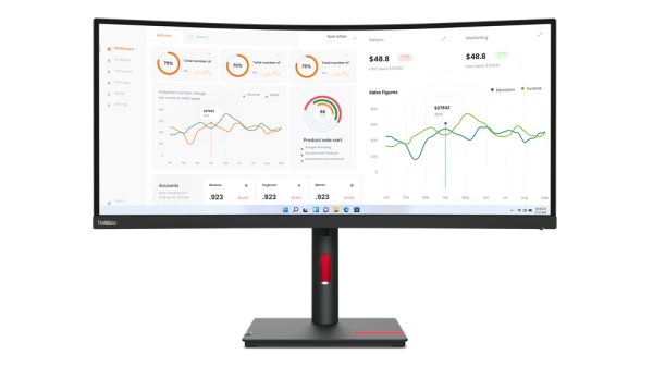 Lenovo ThinkVision T34w-30 LED display 86.4 cm (34") 3440 x 1440 Pixeles Wide Quad HD Negro