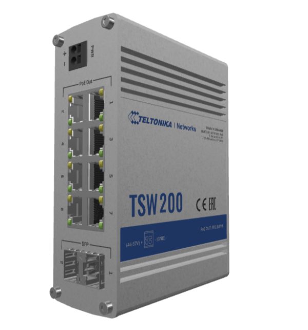 Teltonika TSW200 dispositivo de redes No administrado Gigabit Ethernet (10/100/1000) Energía sobre Ethernet (PoE) Aluminio - Imagen 3
