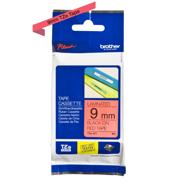 Brother TZE-421 cinta para impresora de etiquetas Negro sobre rojo - Imagen 3