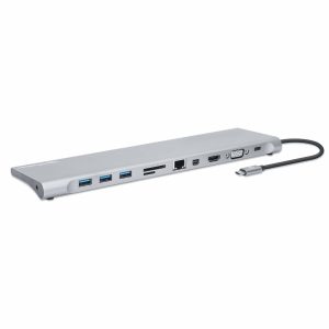 Manhattan Docking Station USB-C 11 en 1 con MST para tres monitores