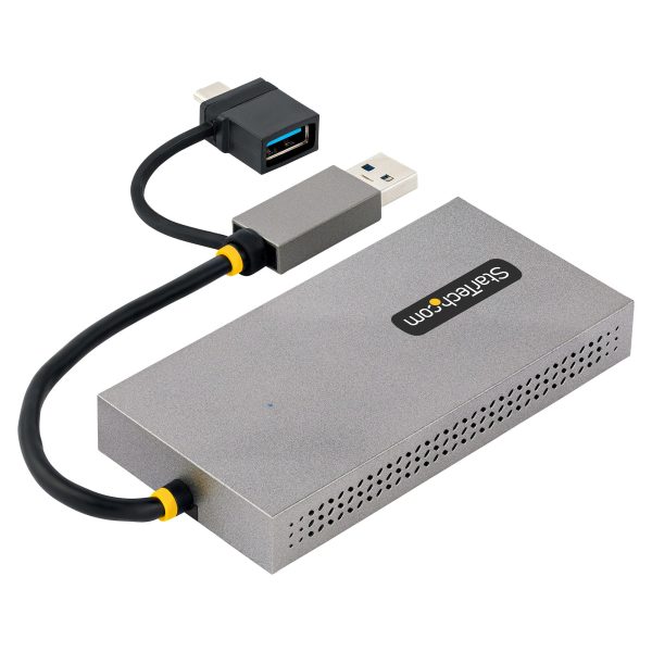 StarTech.com Adaptador de USB a HDMI Doble, USB A/C a 2 Pantallas HDMI (1x 4K30Hz, 1x 1080p), Dongle Integrado USB-A a C, Cable de 11cm, Adaptador USB 3.0 a HDMI, Windows y macOS - Imagen 2
