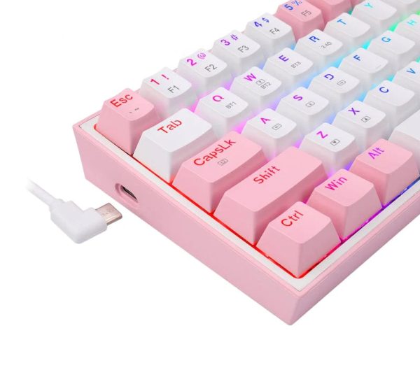 REDRAGON K616-RGB WP FIZZ PRO, Teclado Mecánico multiconexion Blanco y Rosa - Imagen 4