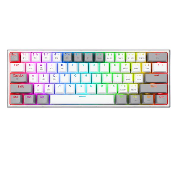 REDRAGON K616-RGB WG FIZZ PRO WHITE/GREY, Teclado mecanico 60%, multi-conexión - Imagen 2