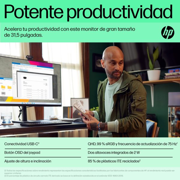 HP Monitor USB-C QHD P32u G5 - Imagen 3
