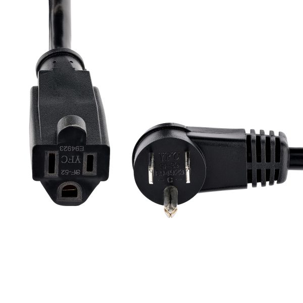 StarTech.com Cable 2m (6 pies) de Extensión de Alimentación, Ángulo Recto NEMA 5-15P a NEMA 5-15R, 13A 125V, 16AWG, Acodado, Cable Extensor Alargador de Corriente para Computadoras - Imagen 4
