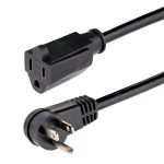StarTech.com Cable 2m (6 pies) de Extensión de Alimentación, Ángulo Recto NEMA 5-15P a NEMA 5-15R, 13A 125V, 16AWG, Acodado, Cable Extensor Alargador de Corriente para Computadoras