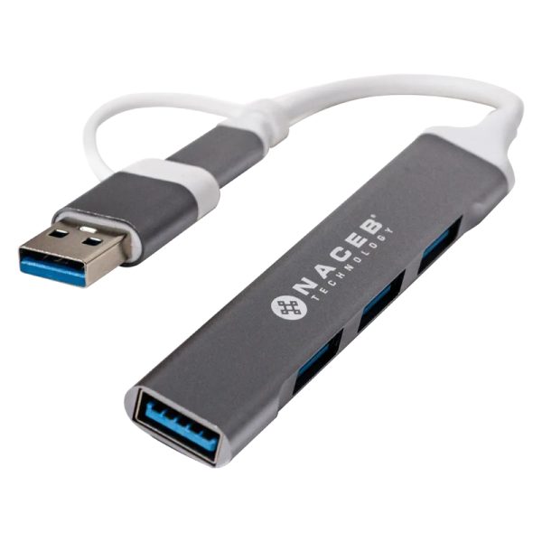 Naceb Technology NA-0124 nodo concentrador USB Tipo C Plata
