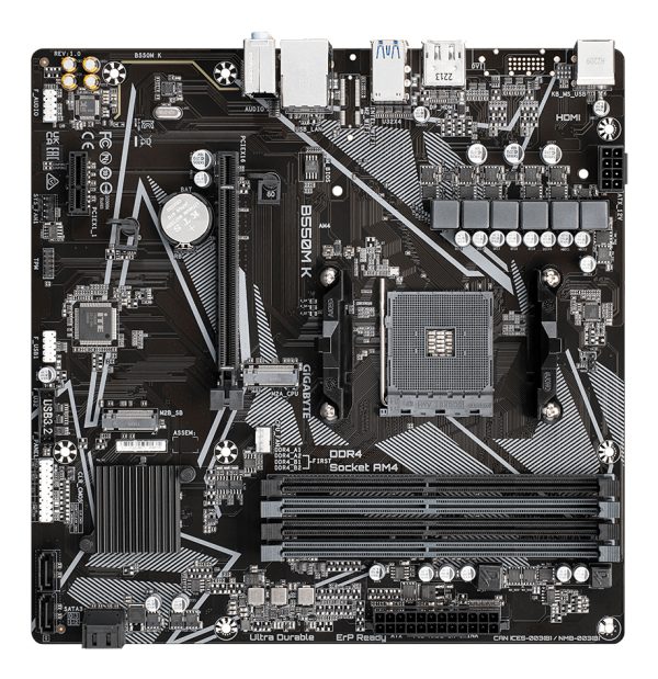 GIGABYTE B550M K Placa base - Procesadores AMD Ryzen 5000, hasta 4733 MHz DDR4, 1xPCIe 4.0 + 1xPCIe 3.0 M.2, LAN 1GbE, USB 3.2 Gen 1 - Imagen 4
