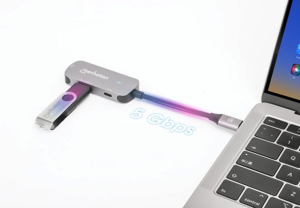 Manhattan 190299 base para laptop o replicador de puertos Alámbrico USB 3.2 Gen 1 (3.1 Gen 1) Type-C Plata - Imagen 3