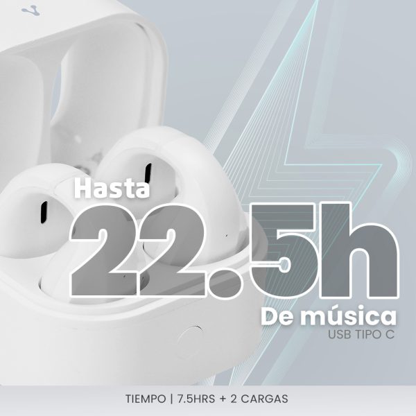 Vorago ESB-410 auricular y casco Auriculares Inalámbrico Dentro de oído Llamadas/Música USB Tipo C Bluetooth Blanco - Imagen 3