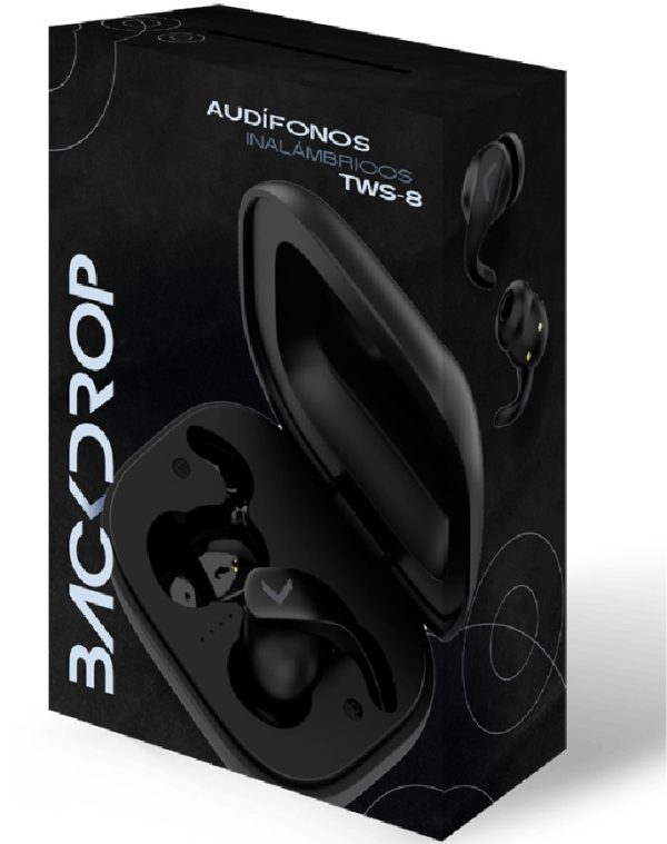 BACKDROP TWS-8 audífono y auriculare Audífonos True Wireless Stereo (TWS) Intra auditivo Música Bluetooth Negro - Imagen 2