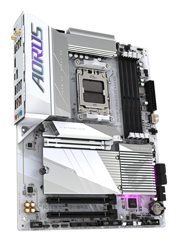 GIGABYTE B650E AORUS ELITE X AX ICE Placa base - AMD Ryzen serie 9000, VRM de 12+2+2 fases, hasta 8000 MHz DDR5 (OC), 1xPCIe 5.0 + 2xPCIe 4.0 M.2, LAN 2,5 GbE, WIFI 6E, USB 3.2 Gen 2 - Imagen 3