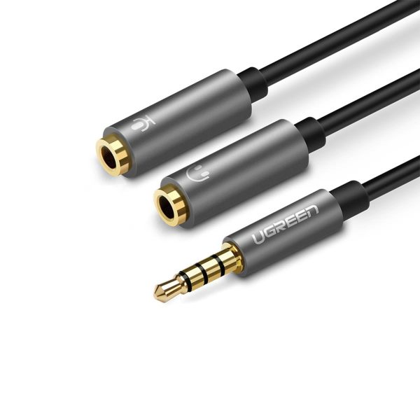 Ugreen 30619 cable de audio 0.2 m 3,5mm 2 x 3.5mm Negro, Gris - Imagen 2