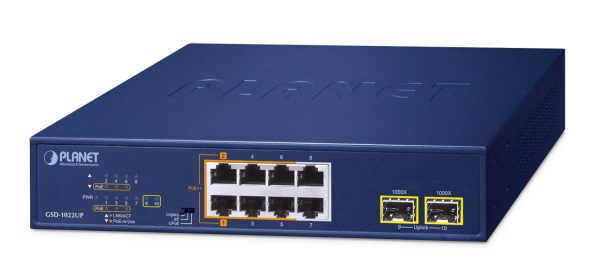 PLANET 2-Port 10/100/1000T 802.3bt No administrado Gigabit Ethernet (10/100/1000) Energía sobre Ethernet (PoE) Azul