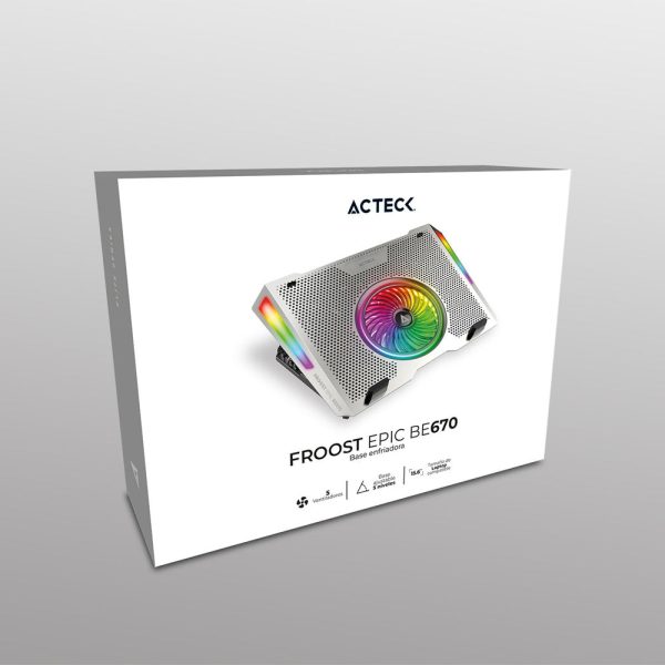 Acteck Froost Epic BE670 enfriador para laptop 39.6 cm (15.6") 2600 RPM Negro, Plata - Imagen 3